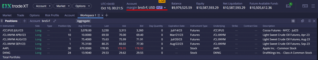 Positions: View per single account
